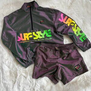 Surf Style Iridescent Windbreaker + Shorts Set Interplanetary Body Wear - Small